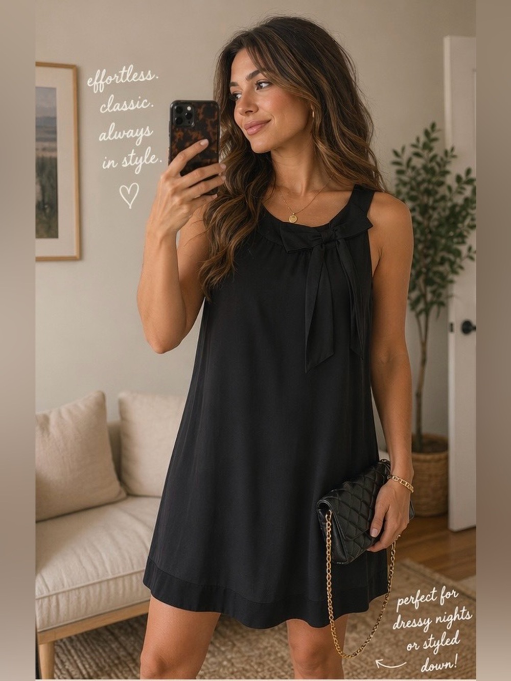 H&M Little Black Dress Bow Detail Sleeveless A-Line